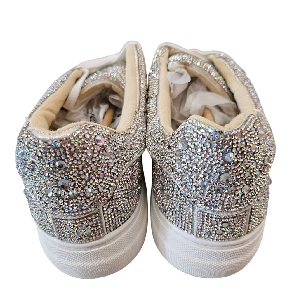 Betsey Johnson Sidny Rhinestone Sneakers Silver/White Size 10M - Picture 12 of 15